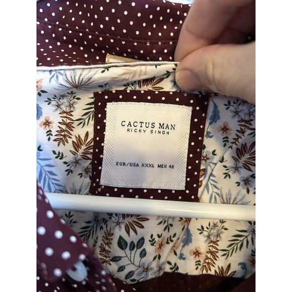 Cactus Man 3XL Shirt Mens Medium Long Sleeve Ricky Singh Geometric Dots Western - Picture 3 of 13